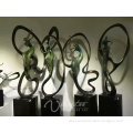 China ancient music home decor metal abstract playing flute bronze statue